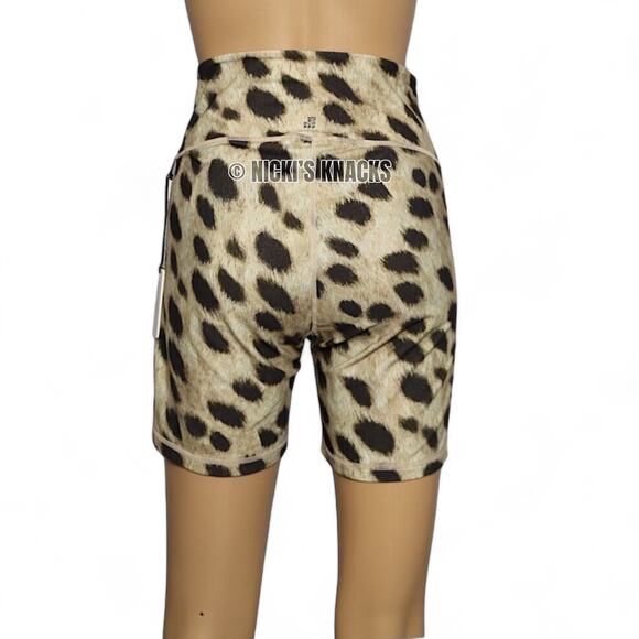 WeWoreWhat Leopard Print High Rise Stretch Bike Shorts Cheetah Tan Brown Size L - Picture 5 of 11